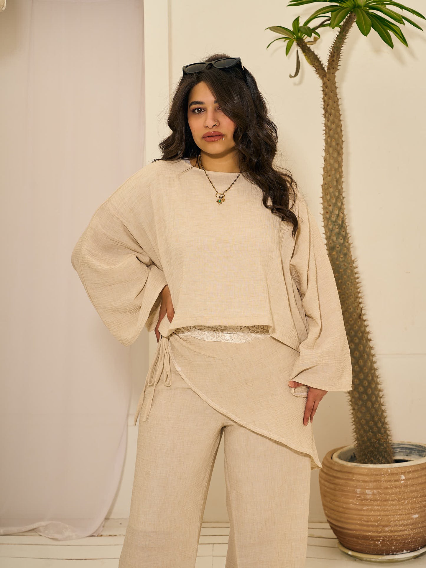 Ketan Wide Pants with cover - 3 pieces